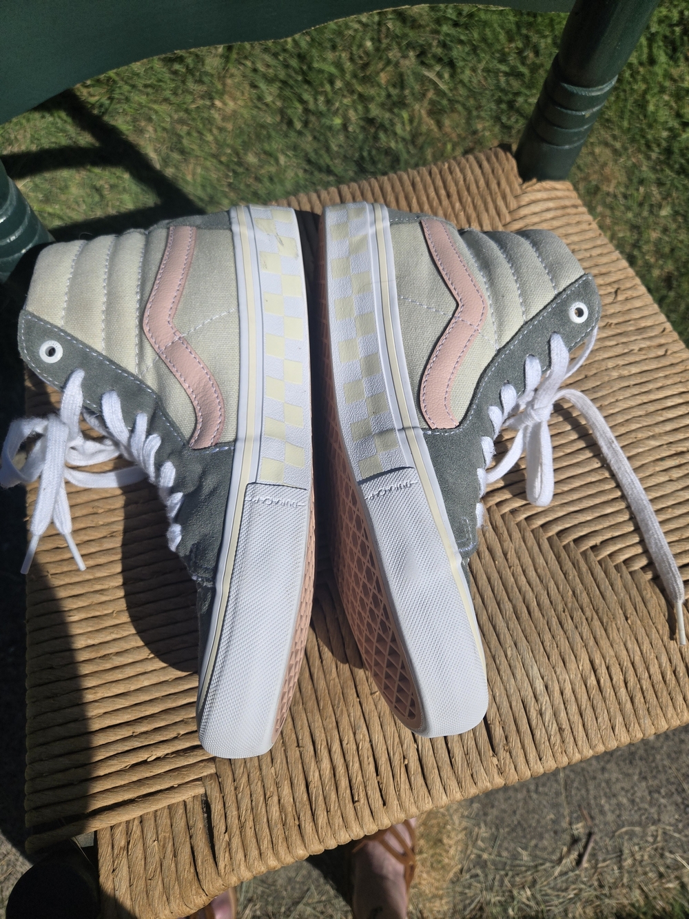 Vans Suade High-Top Sneakers in Gray, Pink & White - Picture 2 of 8